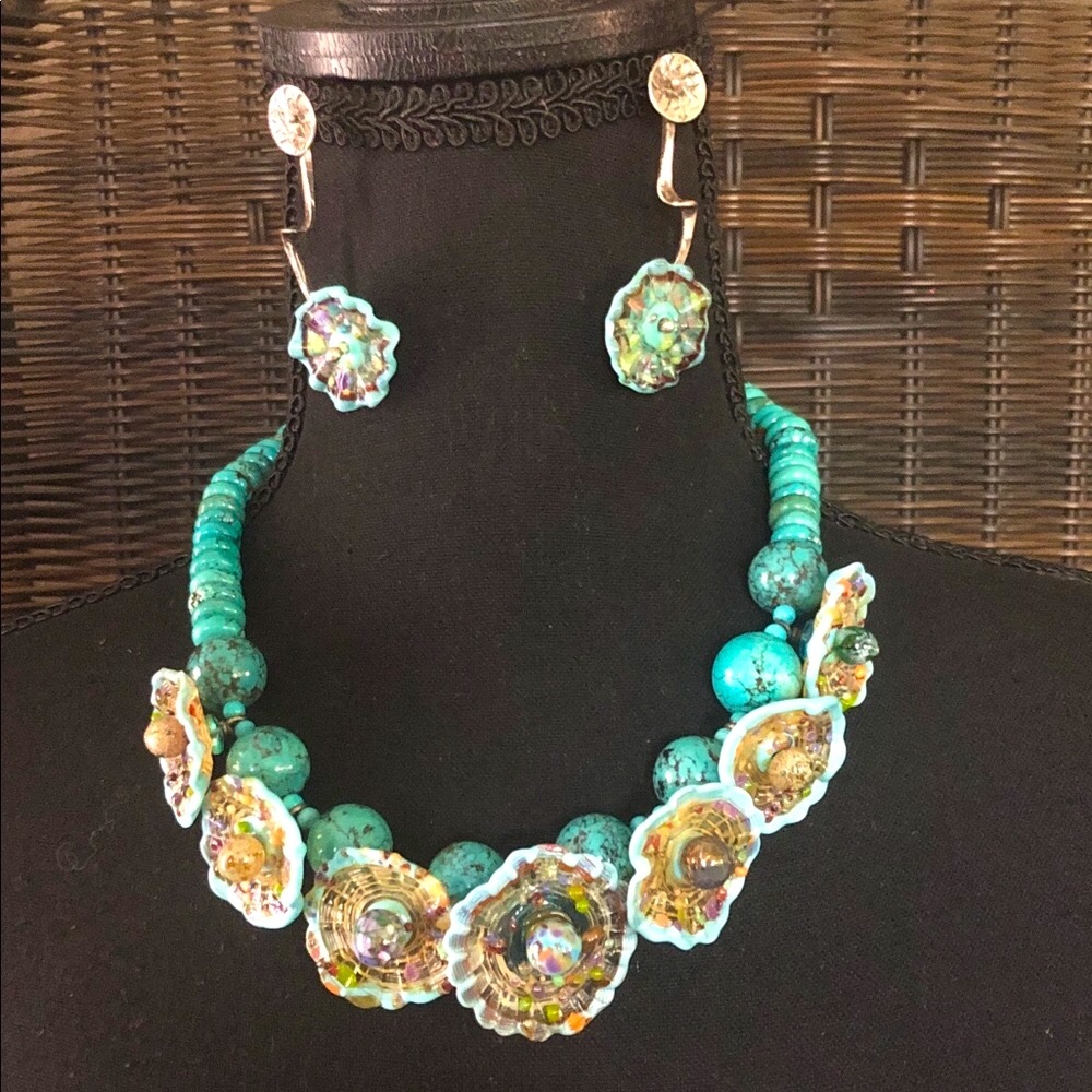 Lyn Foley Artisan Glass Statement Necklace Set